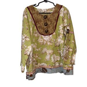 Matilda Jane Floral Cotton Long-Sleeve Top With Decorative Buttons